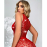 Mini Vestido de Red Elástico Rojo Brillos 7873