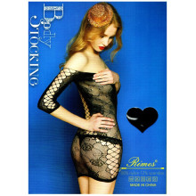 Mini Vestido De Rimes Negro 7043