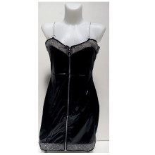 Mini Vestido Wetlook Cremallera