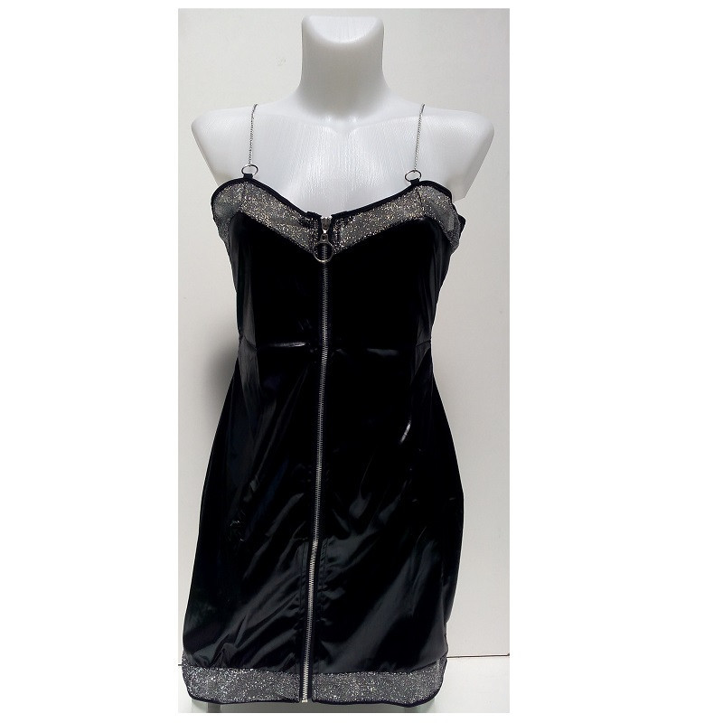 Mini Vestido Wetlook Cremallera