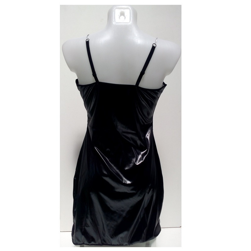 Mini Vestido Wetlook Cremallera