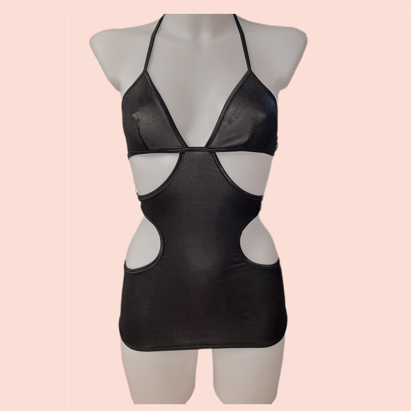Mini Vestido y Tanga Cut Out Negro XS