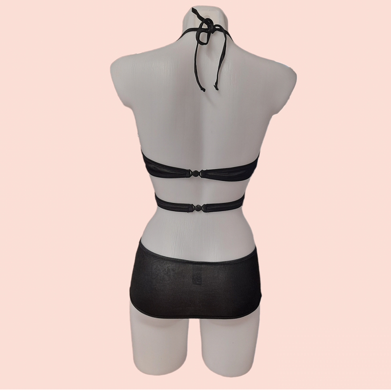 Mini Vestido y Tanga Cut Out Negro XS