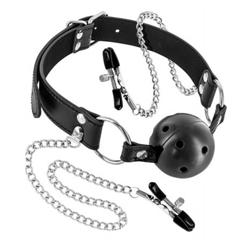 Mordaza Con Pinzas Bola Transpirable  Fetish Tentation