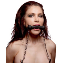 Mordaza Silicona Cilindro Con Pinzas Para Los Pezones Equine Bit Gag Nipple Clamps