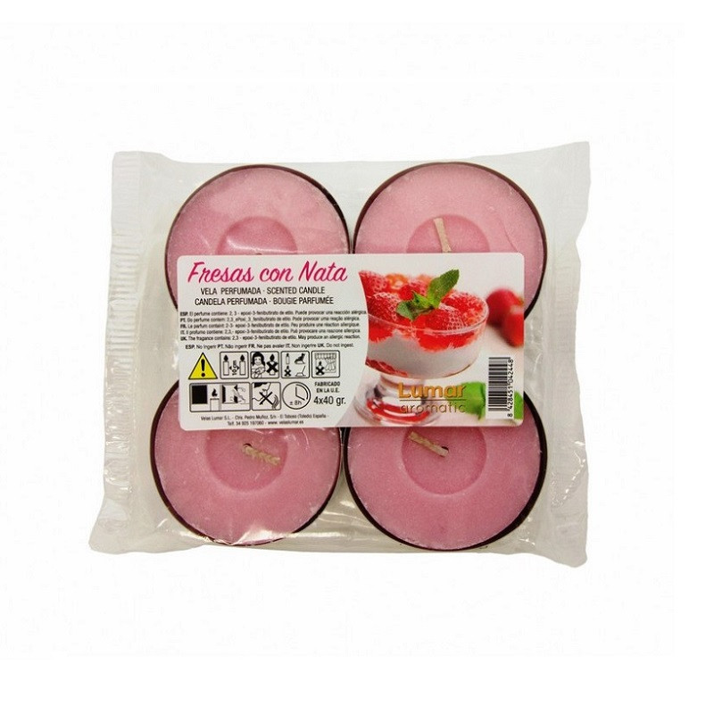 Pack 4 Maxi Tealights Fresas con Nata
