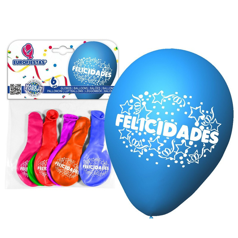 Pack 6 Globos Felicidades De Colores