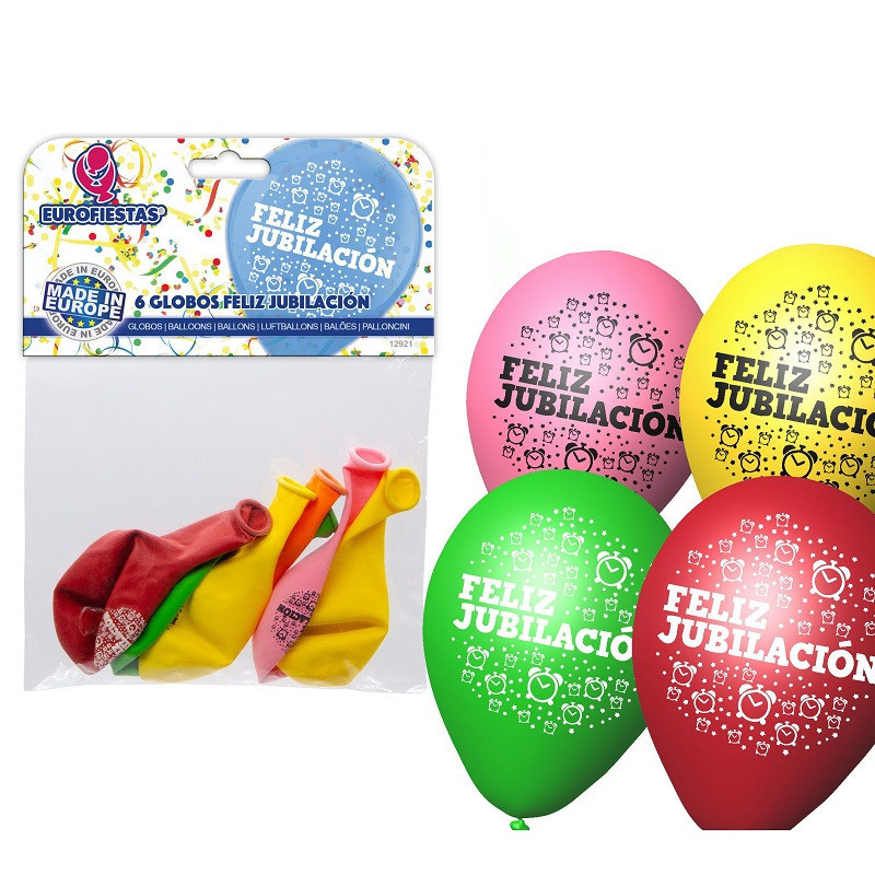 Pack 6 Globos Feliz Jubilación Colores