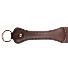 Pala Cuero Doble Marrón Aro Dorado