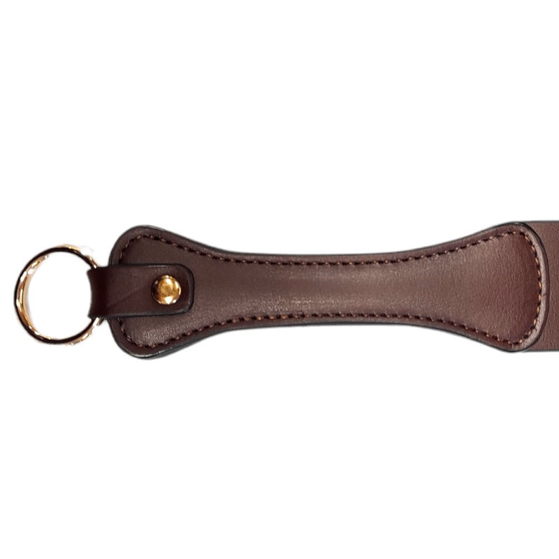 Pala Cuero Doble Marrón Aro Dorado